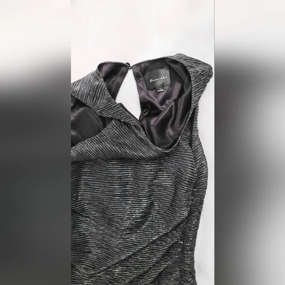 NWOT! Line & Dot Metallic Anthro Charcoal Olivia Mesh Women's Midi-Dress Small - Picture 10 of 17